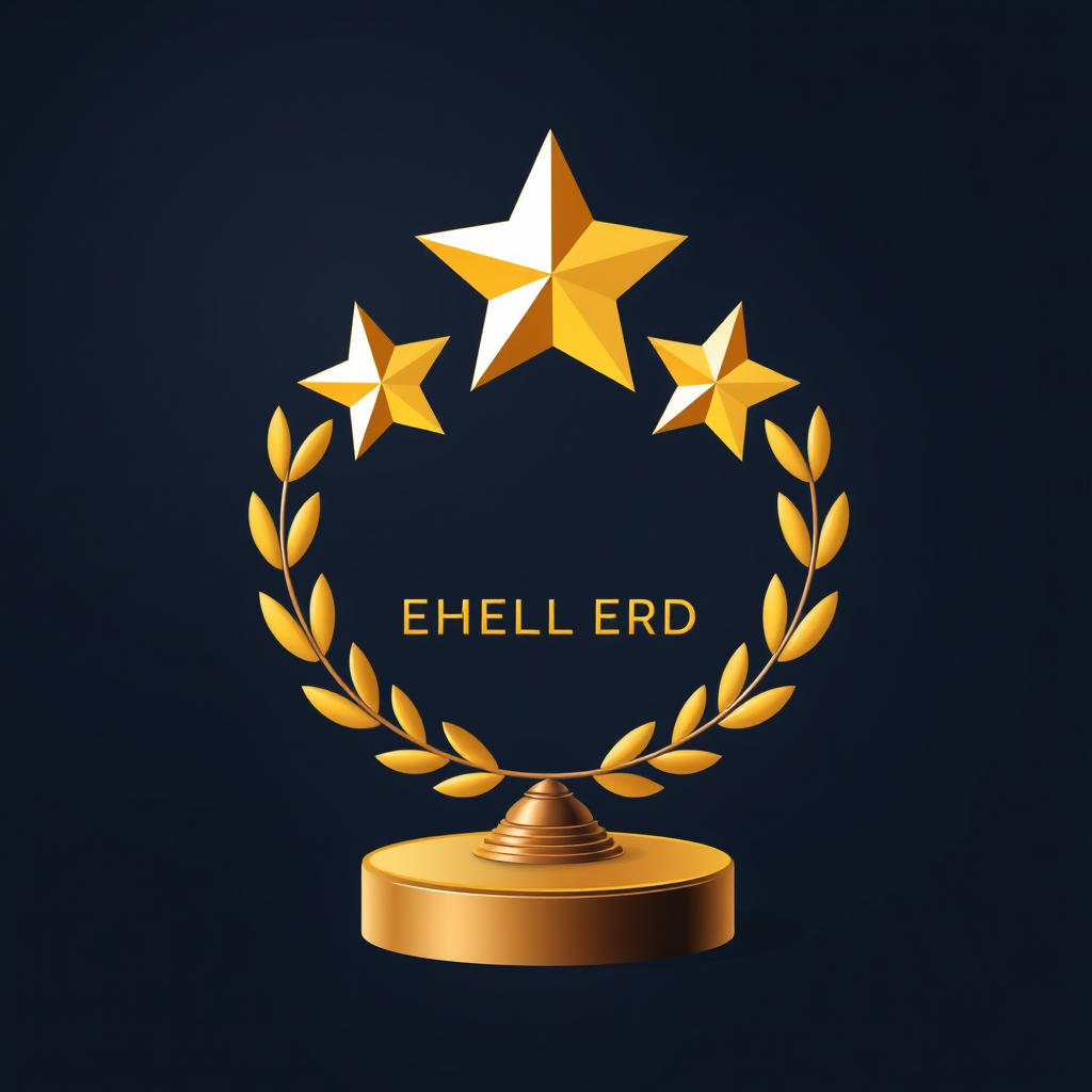 Five star excellence award trophy icon